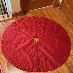 Red Embroidered Tree Skirt